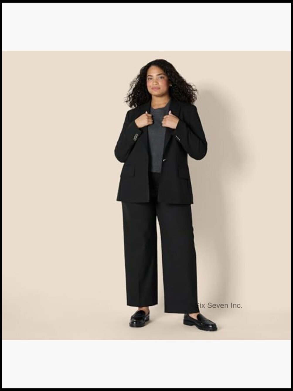 Regular-Fit Woven Single-Breasted Blazer, Polyester Viscose Blend - Picture 6 of 7